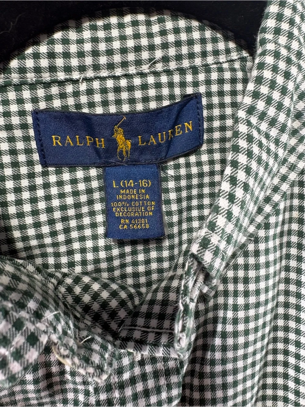Ralph Lauren Green Gingham Button-Down Shirt